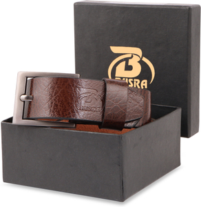 BUSRA Boys Casual Brown Genuine Leather Reversible Belt