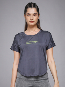 MKH Graphic Print Women Crew Neck Grey T-Shirt