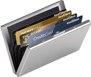 StealODeal RFID Protected Slim Stainless Steel Debit/Credit/ATM Slots 6 Card Holder