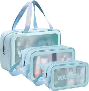 Broview 3 PCS Cosmetic Bag Pouch Transparent Pvc Travel Toiletry Makeup Wash Bag Pouch