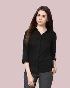 FUNDAY FASHION Women Solid Casual Black Shirt