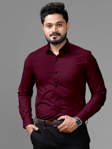 DHADUK Men Solid Casual Maroon Shirt
