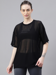 MKH Typography Women Crew Neck Black T-Shirt