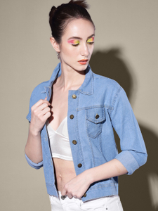 DIMPY GARMENTS Full Sleeve Solid Women Denim Jacket