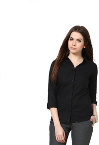 FUNDAY FASHION Women Solid Casual Black Shirt