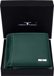 URBAN FOREST Men Green Genuine Leather Wallet