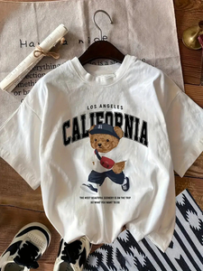 HIPOP Printed Women Round Neck White T-Shirt