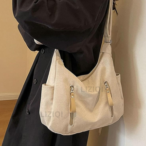 LIZIQI Beige Sling Bag Stylish Trendy Canvas handbag