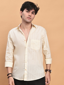 Tanip Men Striped Casual Yellow Shirt