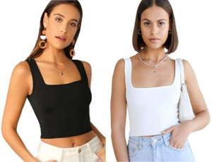 SriSaras Casual Solid Women Black, White Top