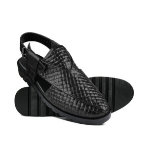 Heritage Black Leather Sandal Da47
