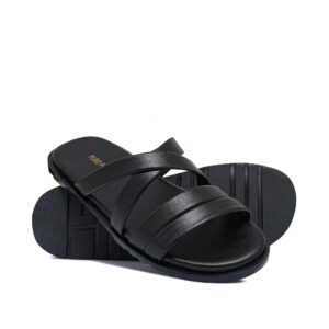 Black Leather Slipper SA141