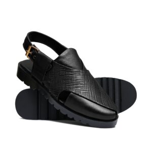 Black Leather Sandal Da02