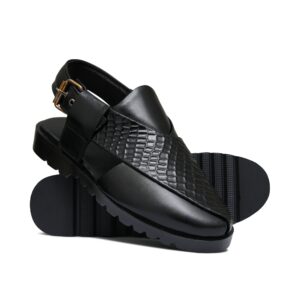Black Leather Sandal Da08