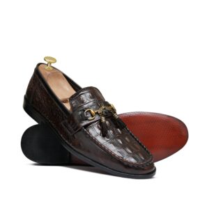 Brown Alligator Embossed Leather Shoe pz05