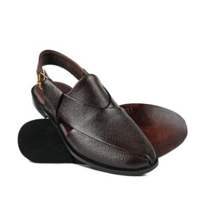 Dark Brown Textured Peshawari Sandal Dt04