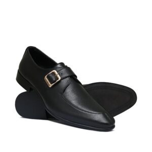 Black Singal Monk Leather Shoe PJ18