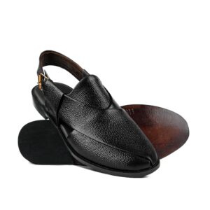 Black Textured Peshawari Sandal Dt03