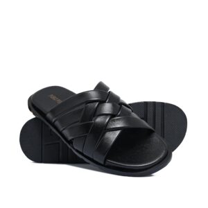 Black Leather Slipper SA144