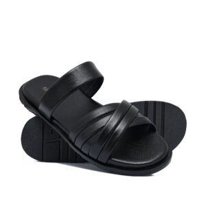 Black Leather Slipper SA143