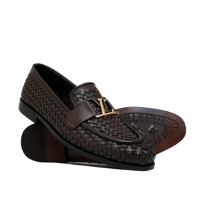 Brown Woven Shoe with Buckle FZ50