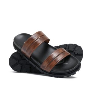 Brown double belt Slipper SA126