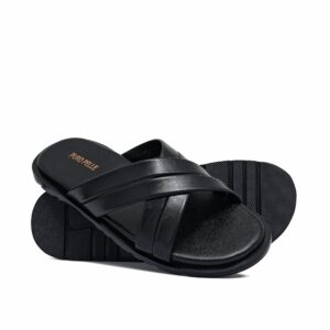 Black Leather Slipper SA138