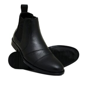 Black Elegant Leather Chelsea Boots PD02