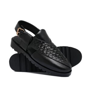 Black Woven Peshawari Chappal Da35