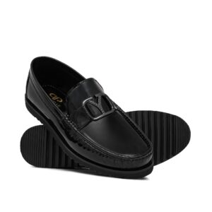 Black Patent Elegant Buckle Loafer LZ04
