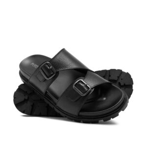 Black Double Buckle Slipper SA103