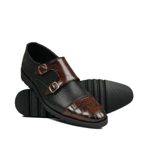 Luxe DualBuckle Croc Monk Shoe FZ35