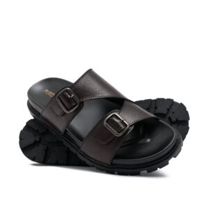 Brown Double Buckle Slipper SA104