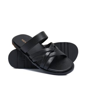 Black Leather Slipper SA134