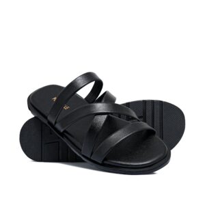 Black Leather Slipper SA139