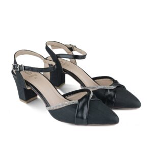 Elegant Ankle Strap Heels with Rhinestone Detail wh18