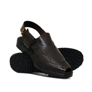 Textured Brown Peshawari Chappal DAZ3
