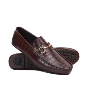 Brown Crocodile Embossed  Loafer LS02